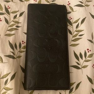 All leather black coach monogram wallet